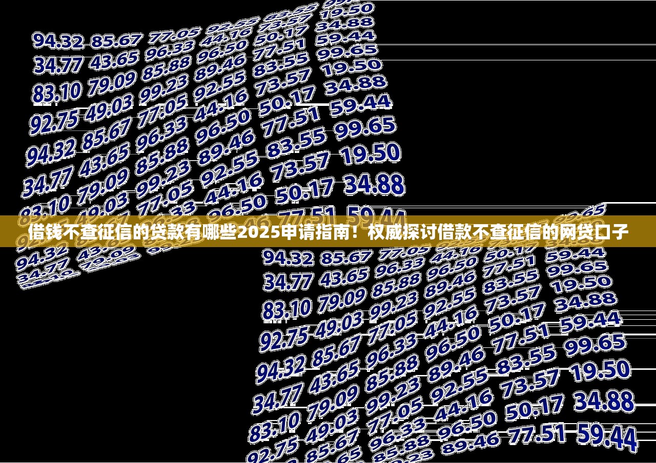 借钱不查征信的贷款有哪些2025申请指南！权威探讨借款不查征信的网贷口子