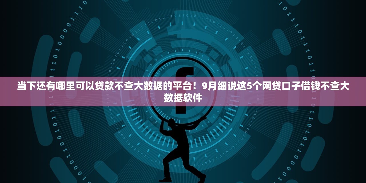 当下还有哪里可以贷款不查大数据的平台！9月细说这5个网贷口子借钱不查大数据软件