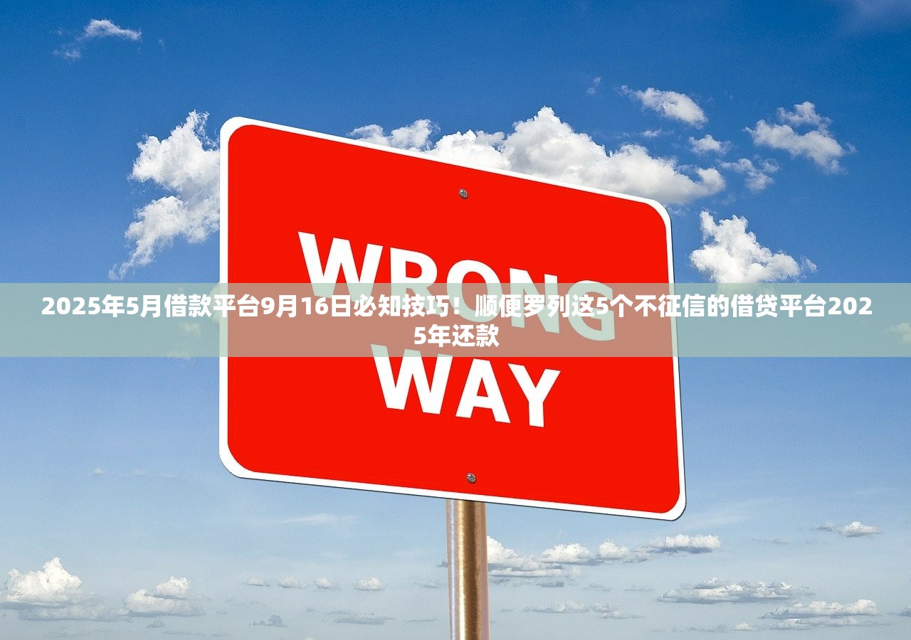 2025年5月借款平台9月16日必知技巧！顺便罗列这5个不征信的借贷平台2025年还款